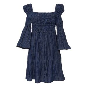 Sea Crinkle Denim Empire Waist Dress